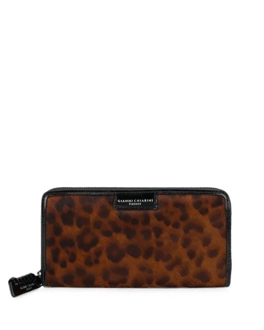 Gianni Chiarini Brown Leopard-Print Zip-Around Wallet