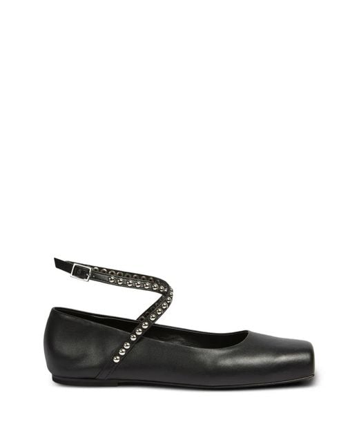 Liviana Conti White Flavienne Studded-Strap Ballet Flats