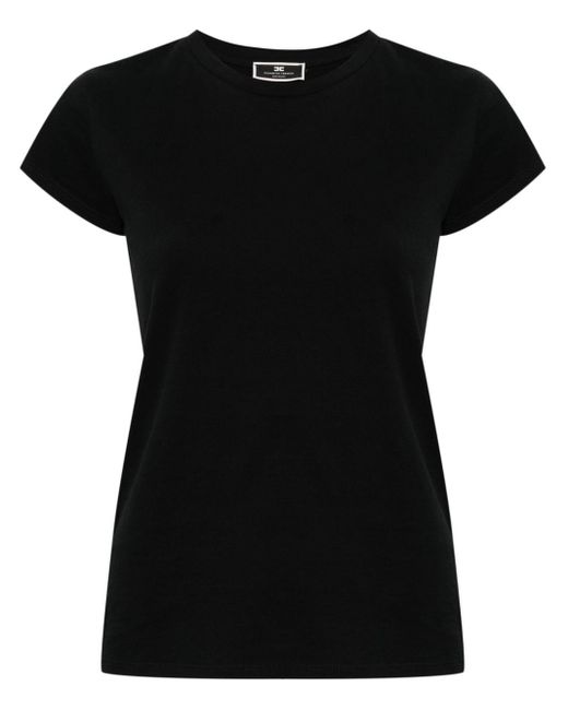 T-shirt en coton à logo brodé Elisabetta Franchi en coloris Black