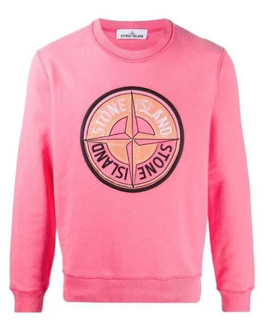 graan Tegenwerken elke keer Stone Island Sweater Met Geborduurd Logo in het Roze voor heren | Lyst NL