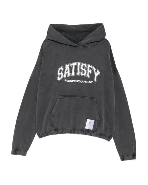 Felpa Con Logo E Cappuccio di Satisfy in Black da Uomo