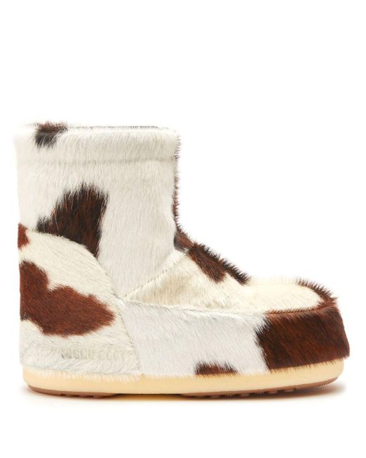 Moon Boot Natural Icon Low Cow-Print Boots
