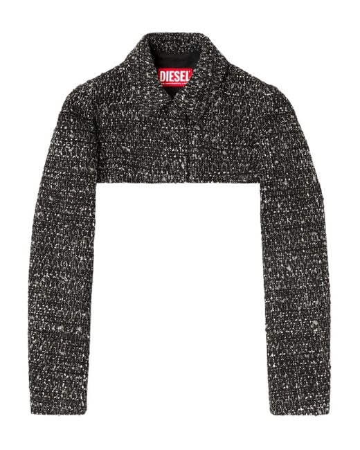 DIESEL Black G-Anne Tweed-Texture Cropped Jacket