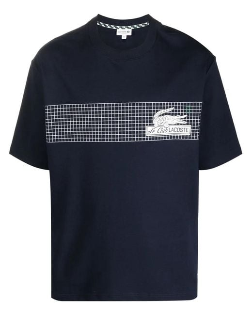 Lacoste Blue Loose Fit Tennis Print T-shirt Navy for men