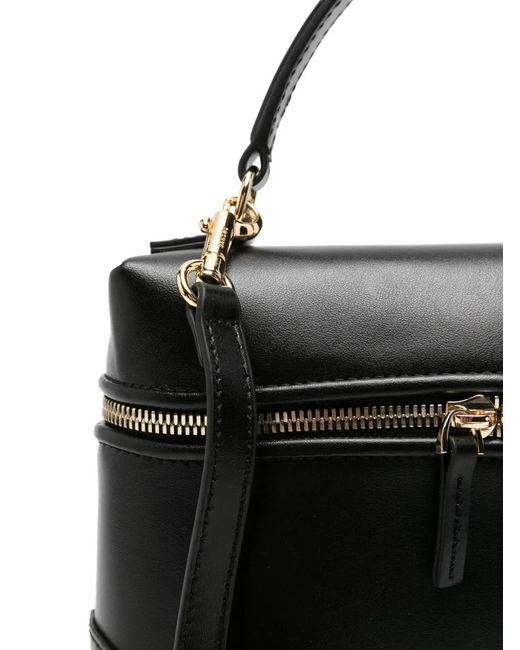 Sandro Black Tangolino Leather Zip-Front Mini Tote Bag