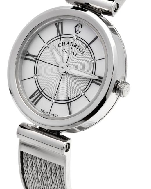 Reloj Forever de 32 mm con movimiento de cuarzo Charriol de color White