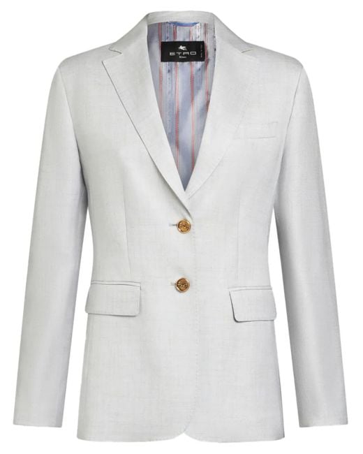 Etro Gray Single-Breasted Blazer