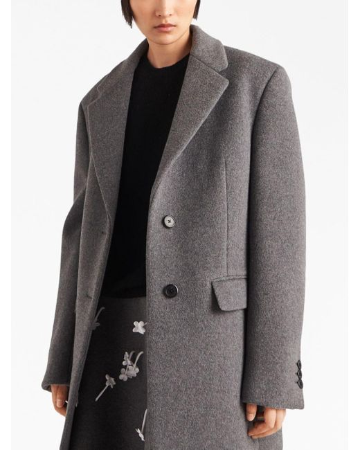 Prada Gray Velour Wool Cashmere Coat
