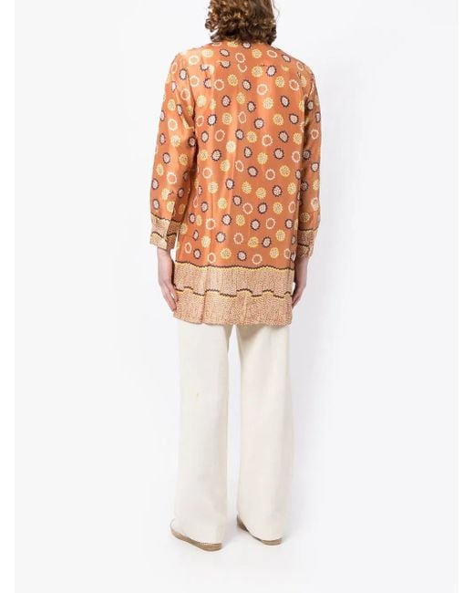 Bode Orange All-Over Graphic Print Silk Shirt for men