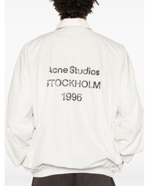 Chaqueta bómber con logo estampado Acne de hombre de color White