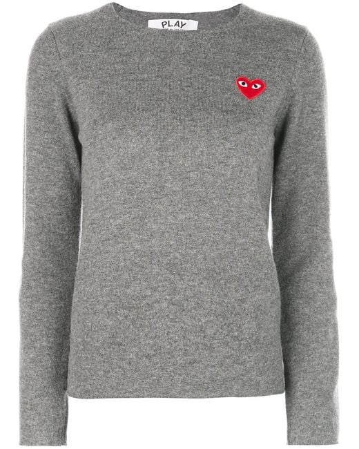 COMME DES GARÇONS PLAY Gray Comme Des Garçons Play Heart Patch Sweater