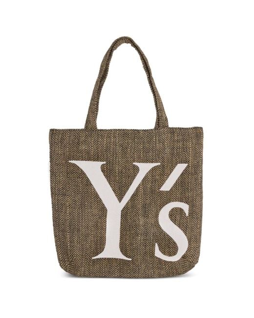 Y's Yohji Yamamoto Natural Logo-print Jute Tote Bag