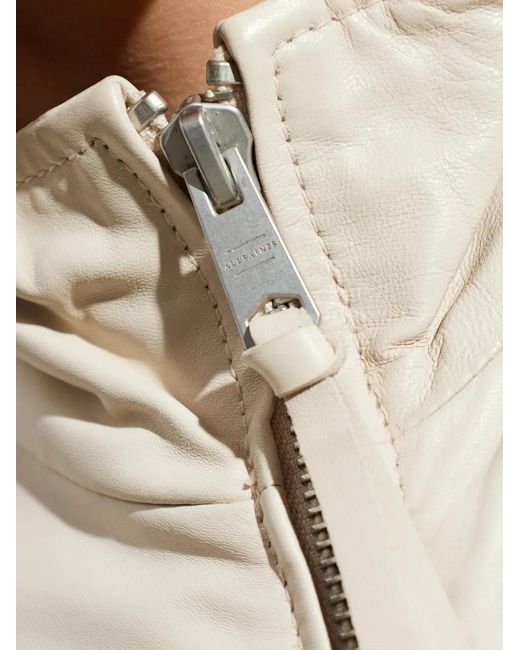 AllSaints White Flor Zip-Up Flap-Pocket Jacket