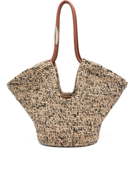 Zimmermann Natural Leather-Handle Woven Beach Bag