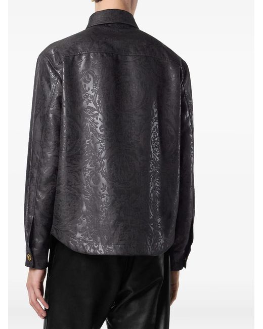 Sobrecamisa Con Motivo Barocco En Relieve Versace de hombre de color Black