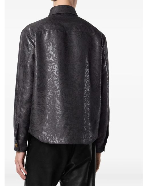 Sobrecamisa Con Motivo Barocco En Relieve Versace de hombre de color Black