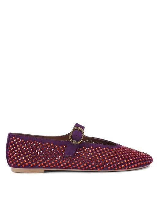 Kurt Geiger Purple Mayfair Crystal-Embellished Ballet Flats