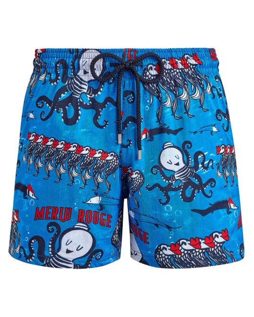Vilebrequin Blue Octopus-print Swim Shorts for men