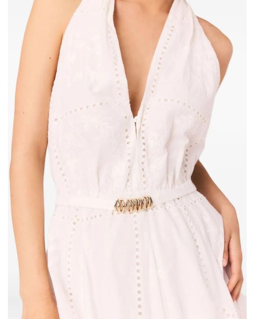 Maje White Mini Embroidered Backless Dress