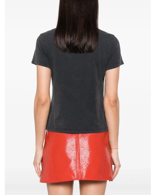 Courreges Black Fitted Short-Sleeved T-Shirt With Subtle Embroidery