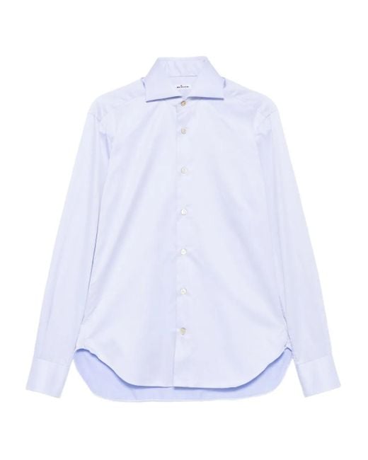 Kiton White Long-Sleeve Button Shirt for men