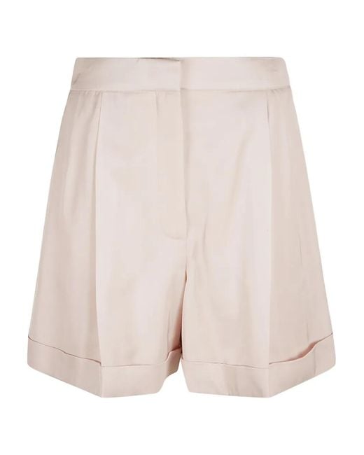 McQueen Natural Pleated Cuffed-Hem Shorts
