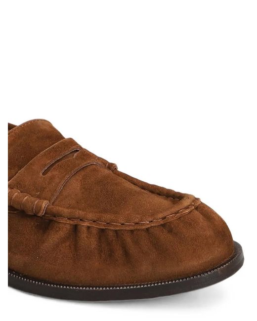 Julie Dee Brown Suede Penny Loafers