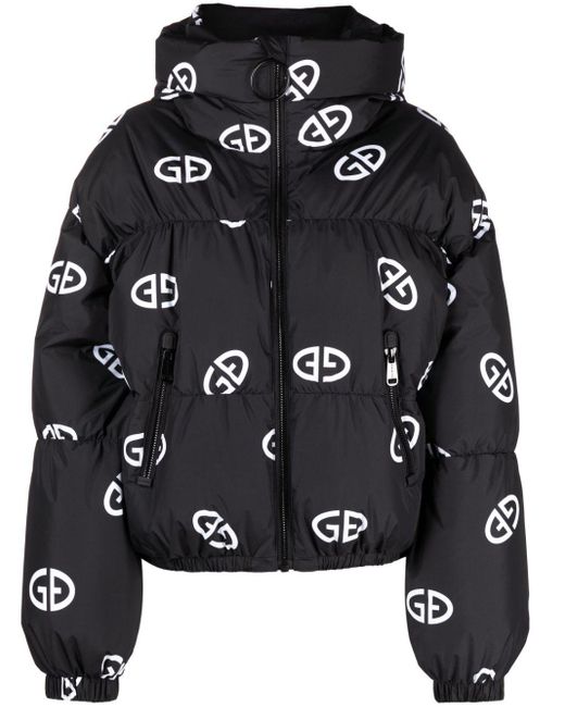 Goldbergh Black Snowflake Branded Recycled-polyester-down Jacket