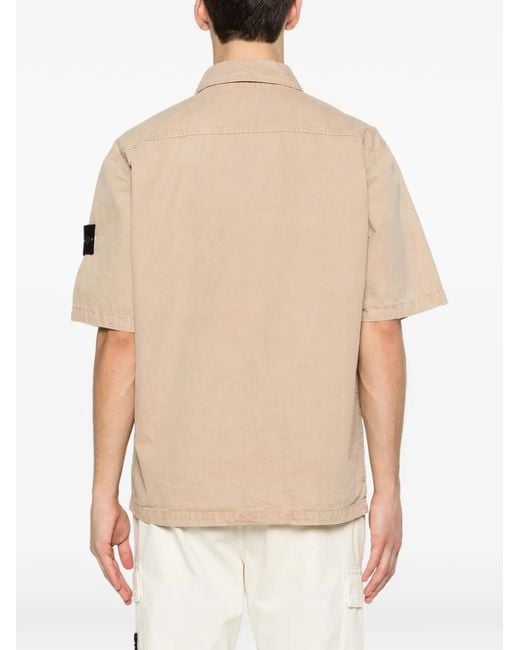 Stone Island Natural Chest-Pocket Short-Sleeve Shirt for men