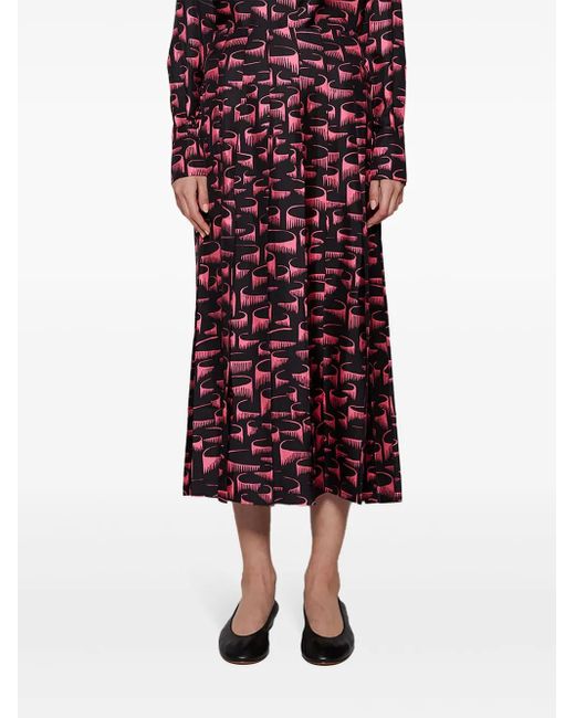 Ace Harper Purple The Leslie Abstract-Print Midi Skirt