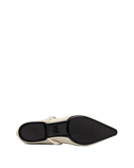 ARMANI EXCHANGE White Ankle-Strap Pointed-Toe Flats