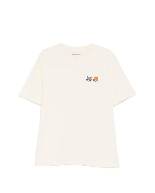 Maison Kitsuné White Double Fox Head T-Shirt for men