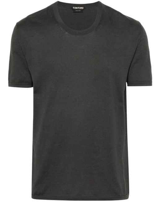 Camiseta de punto fino Tom Ford de hombre de color Black