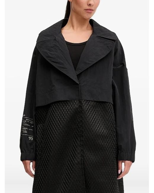 EA7 Black Mesh-Panel Trench Coat