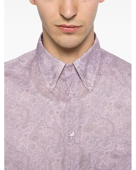 Etro Pink Paisley-Print Button-Down Shirt for men