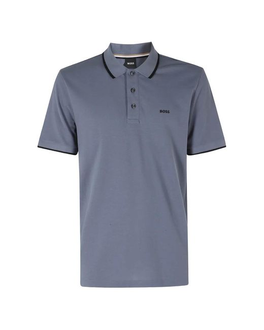 Boss Blue Parlay 190 Logo-Print Polo Shirt for men