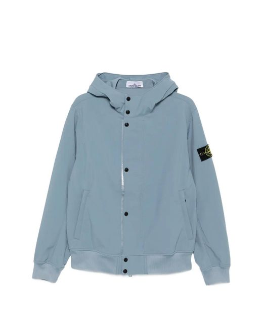 Chaqueta Con Capucha Y Parche Del Logo Stone Island de hombre de color Blue