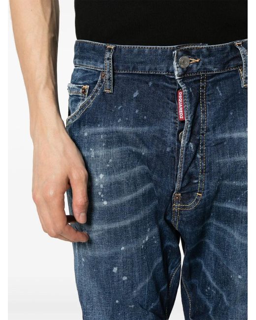 DSquared² Blue Distressed Slim-Fit Track Jeans for men