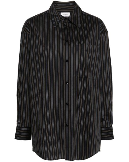 Lemaire Striped Button-up Shirt in het Black