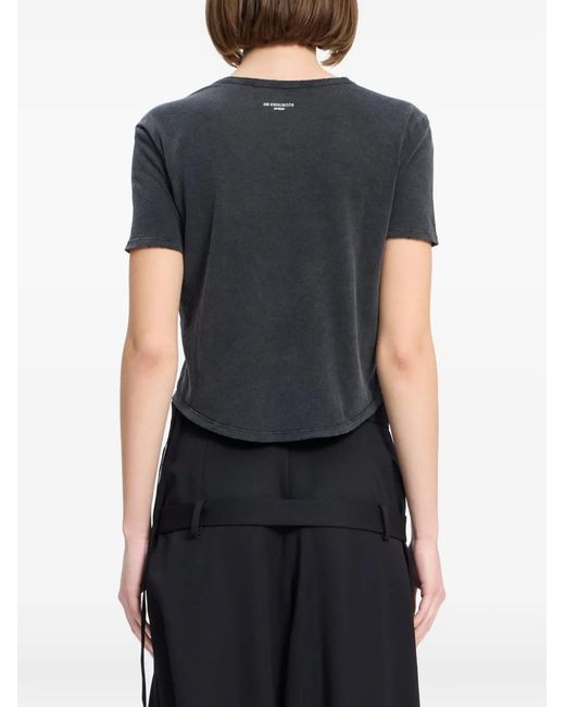 Ann Demeulemeester Black Floor Micro Curved-Hem T-Shirt