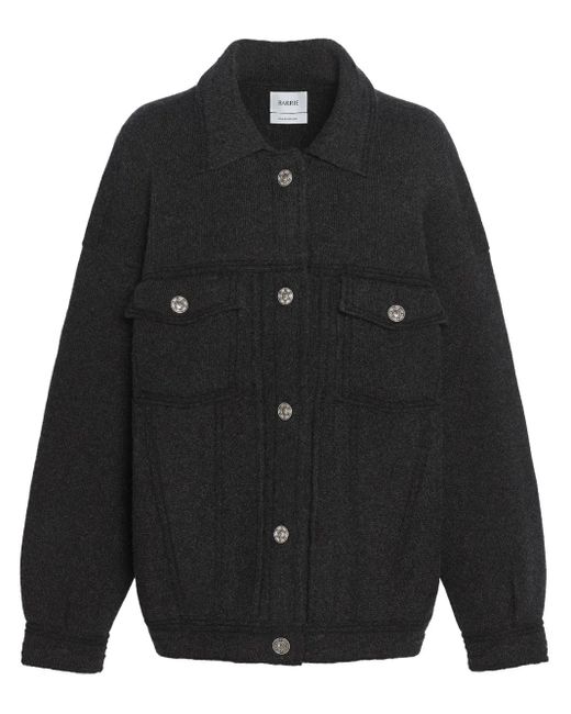 Barrie Black Contrast-Stitching Denim-Effect Jacket