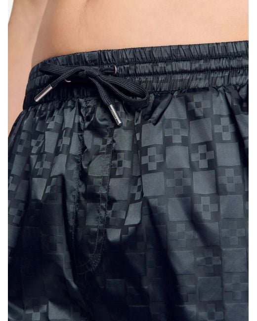 Sandro Gray Drawstring-Fastening Patterned Swim Shorts for men