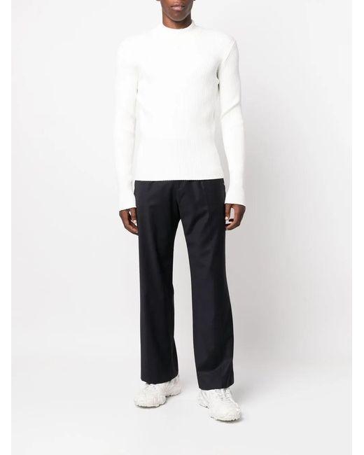Courreges White Ribbed-Knit Logo-Patch Jumper for men