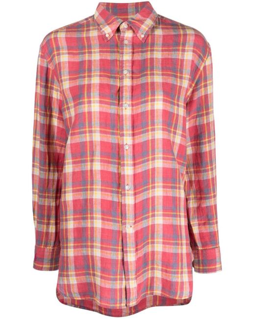 Polo Ralph Lauren Plaid Check Buttoned Shirt in Pink | Lyst