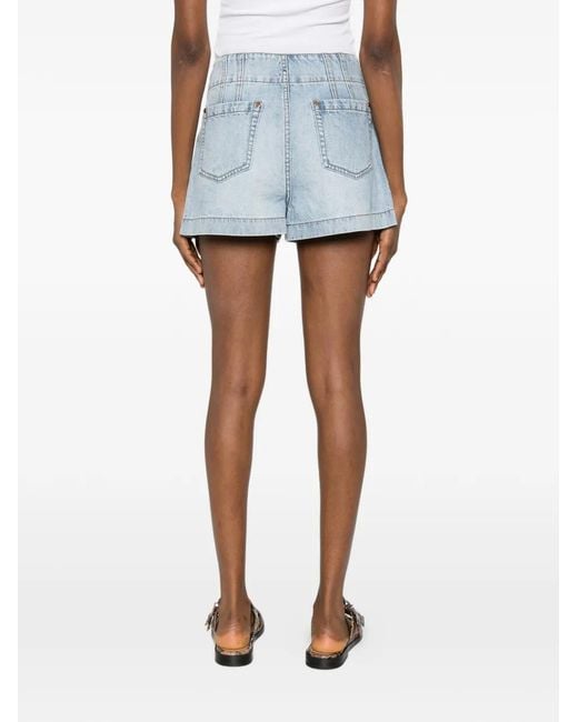 Zimmermann Blue Indra Braided-Trim Shorts