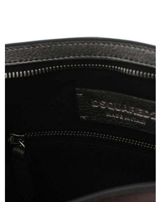 DSquared² Brown Hammered-Leather Metallic-Finish Clutch Bag for men