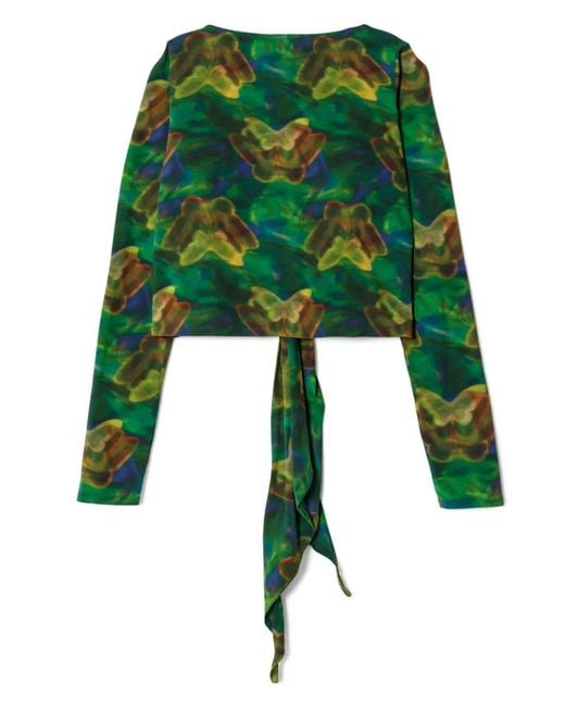 Re/done Green X Pamela Anderson Wrapped Cropped Top