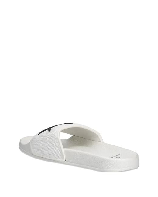 ARMANI EXCHANGE White Mesh-Texture Slides for men