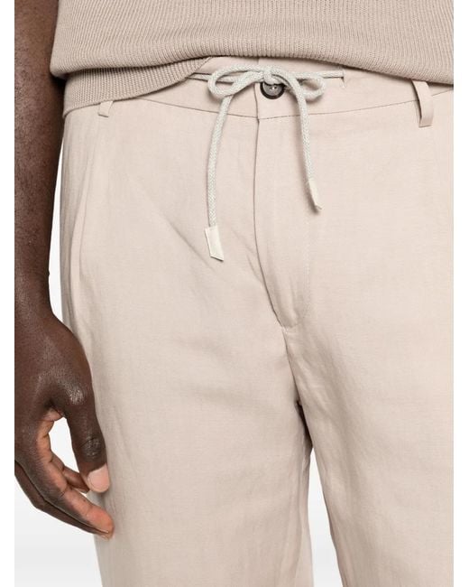 Eleventy White Drawstring Pleated Trousers for men