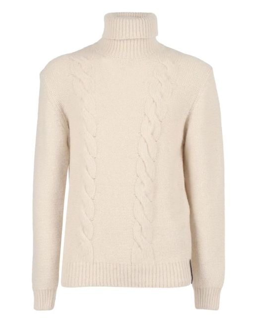 K-Way Natural Cable-Knit Turtleneck Sweater for men